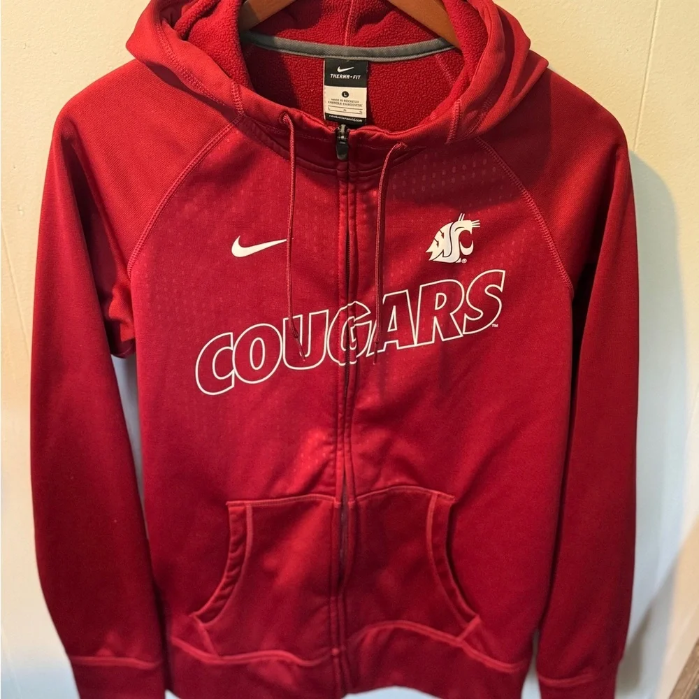 ❤️🐾 Nike WSU Cougars Therma-Fit Zip Hoodie Women's Large ✨ - Picture 2 of 8
